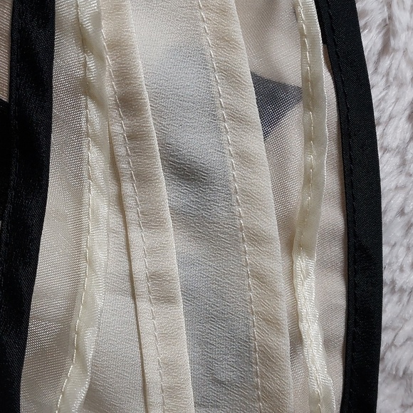 ModCloth Minuet Black & Antique White Heart Print Mesh Yoke Organza Dress Size L - Picture 7 of 9